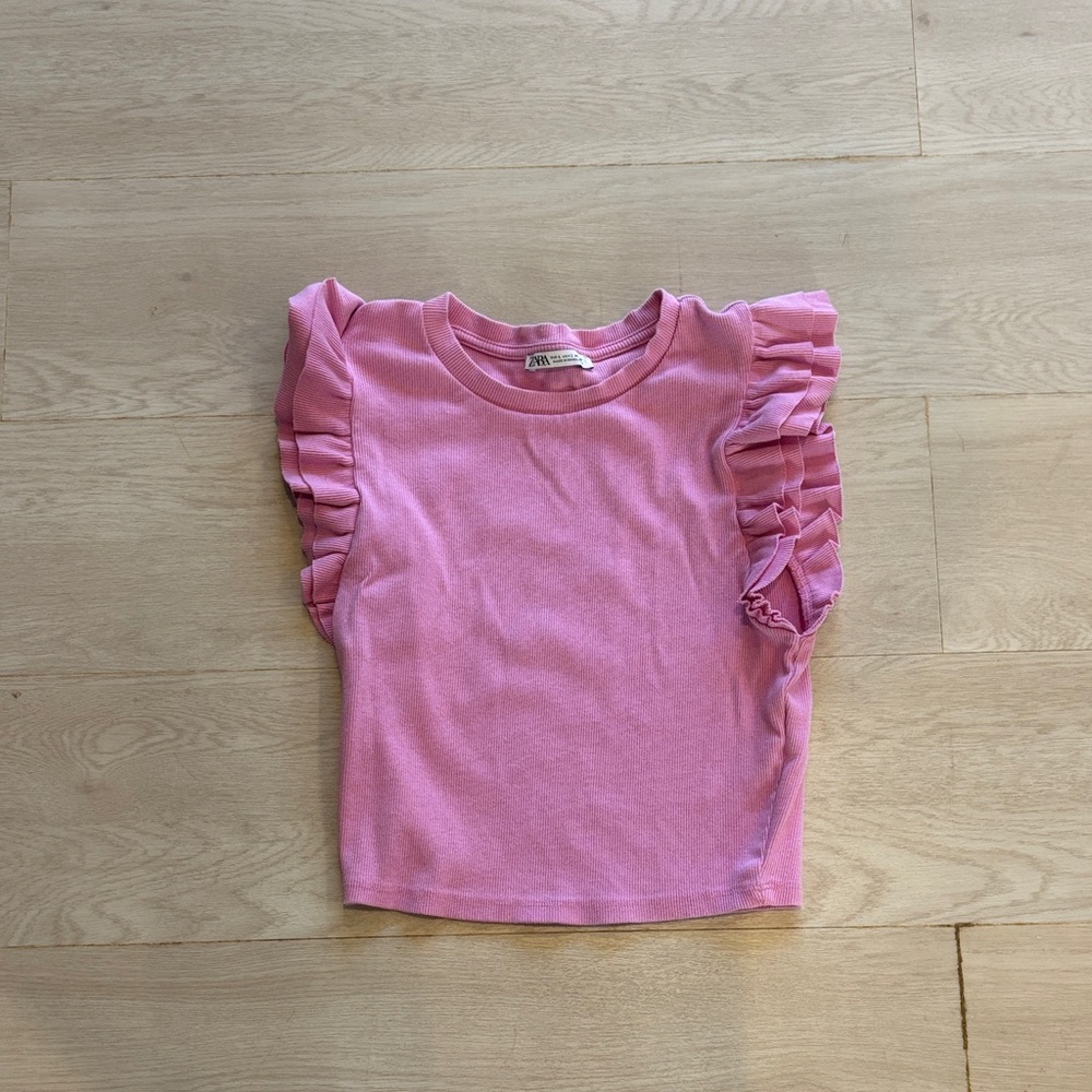 Zara Pink Ruffle Sleeve Tee for Kids